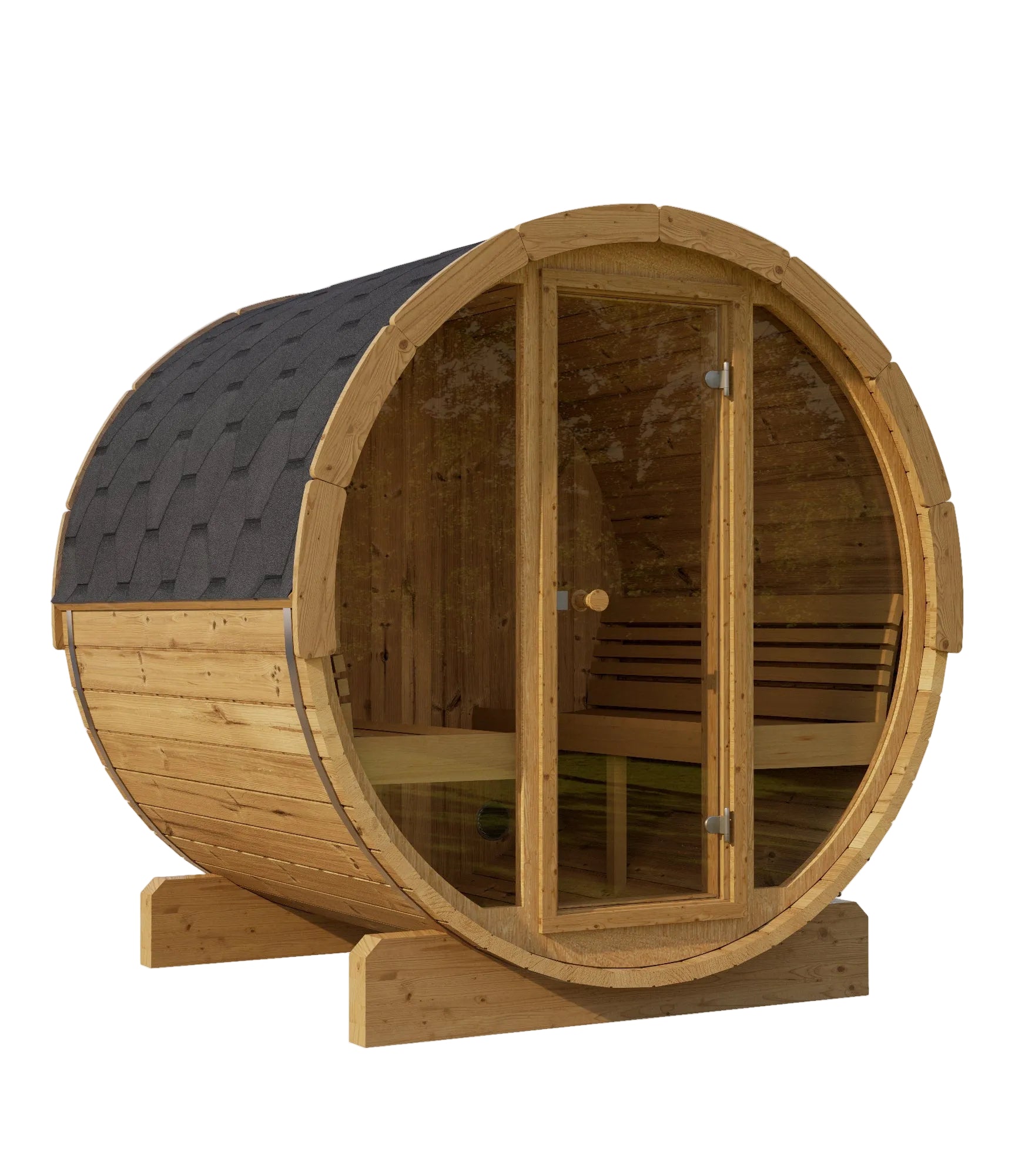 SaunaLife Model E8G 6-Person Sauna Barrel Glass Front