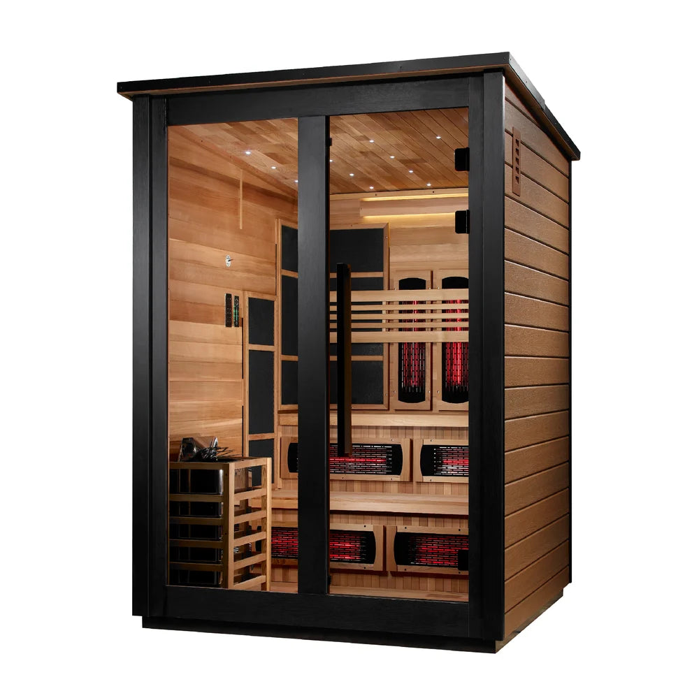 Golden Designs Kaskinen 6-Person, 2 Tone Barn Hybrid (PureTech™ Full Spectrum IR or Traditional Stove) Outdoor Sauna