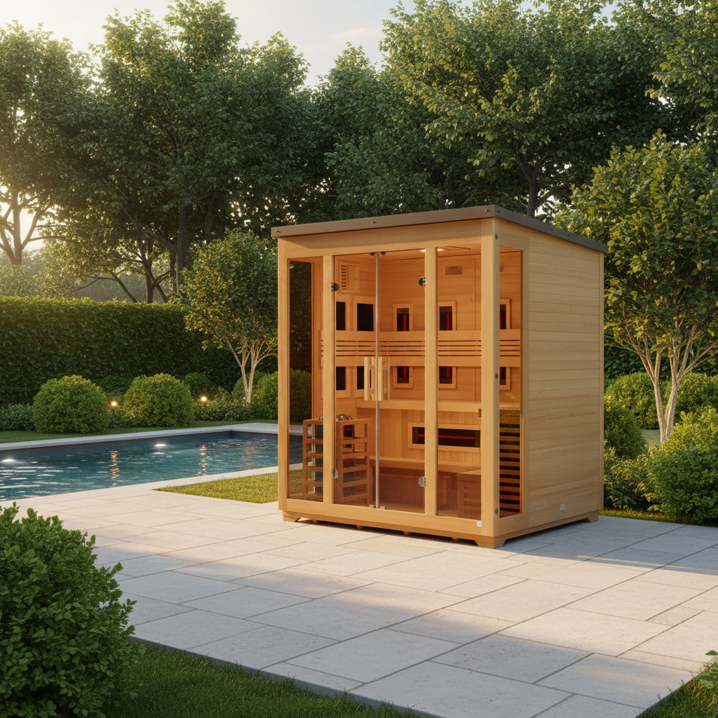 Golden Designs Gargellen 5-Person Hybrid Flat Roof Outdoor Sauna