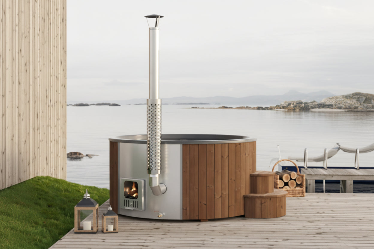 SaunaLife Model S6N 7-Person Wood-Burning Natural Hot Tub