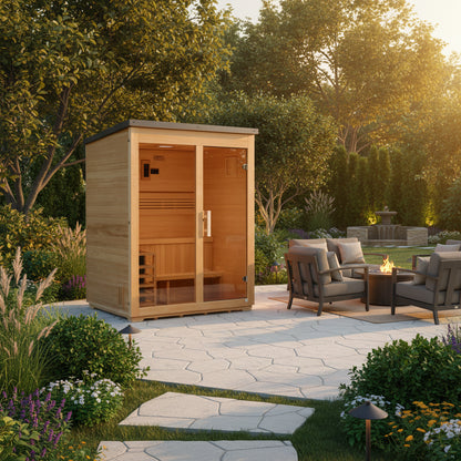 Golden Designs Arlberg 3-Person Traditional Outdoor Sauna - Flat Roof