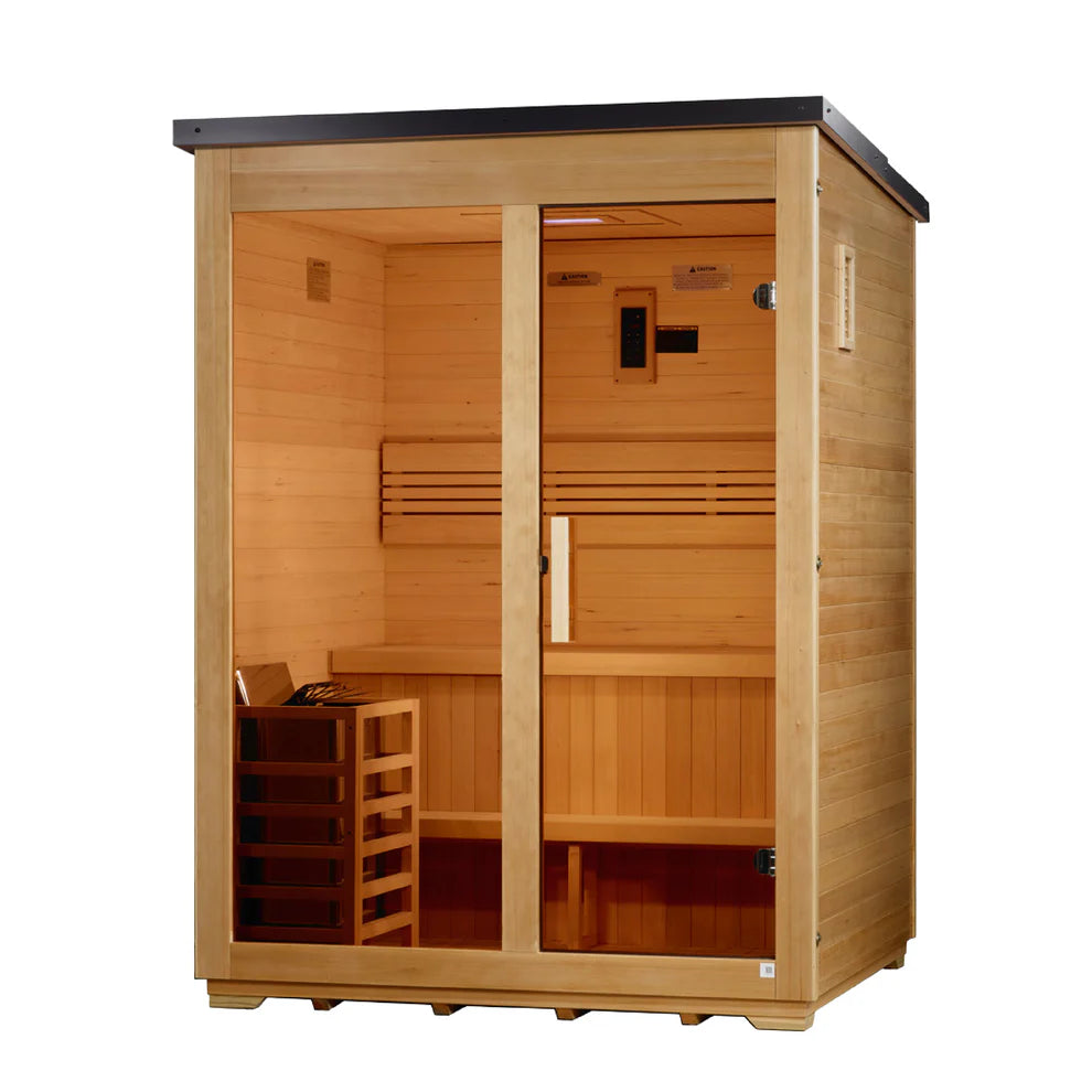 Golden Designs Arlberg 3-Person Traditional Outdoor Sauna - Flat Roof