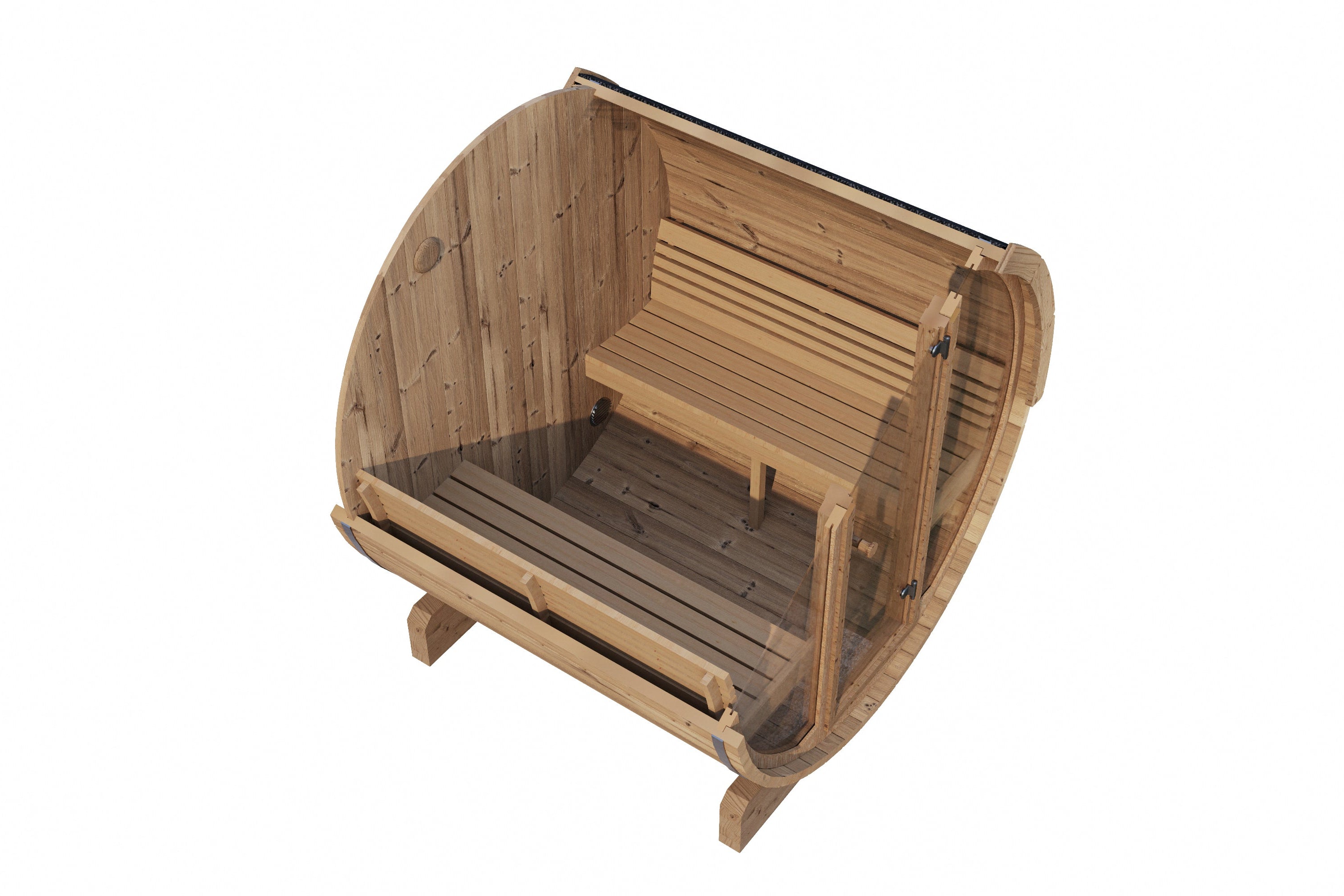SaunaLife Model E7G 4-Person Sauna Barrel Glass Front