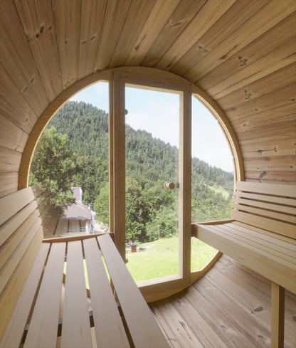 SaunaLife Model E8G 6-Person Sauna Barrel Glass Front