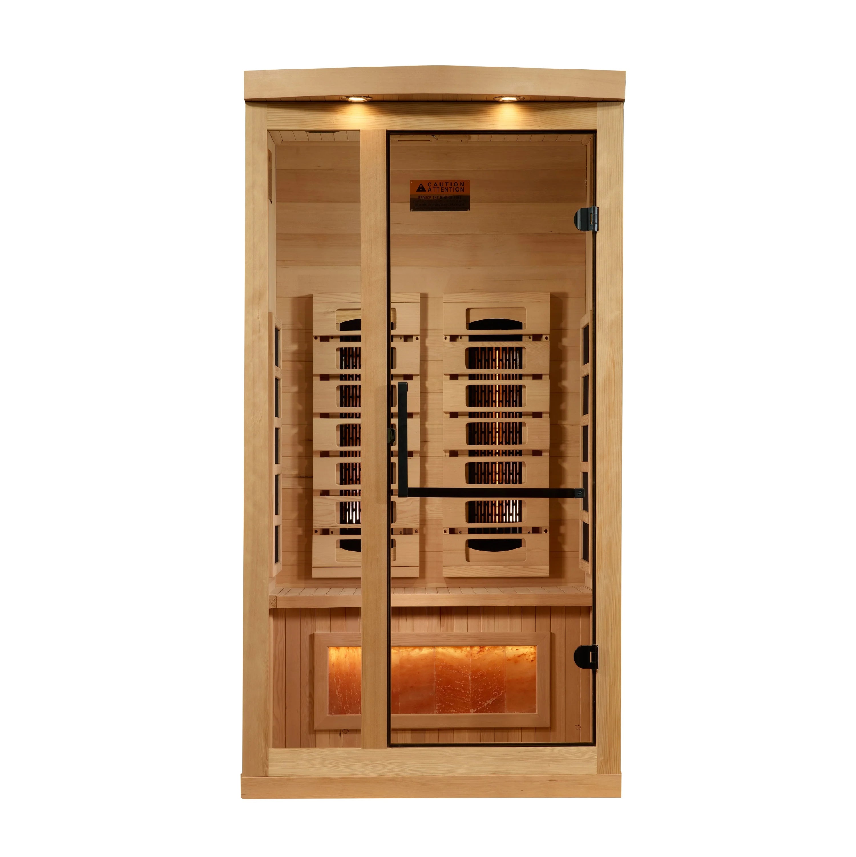 Golden Designs 1-Person Full Spectrum PureTech™ Near Zero EMF FAR Infrared Sauna with Himalayan Salt Bar