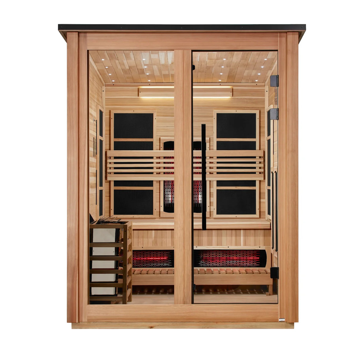Golden Designs Loviisa 3-Person, Pacific Cedar Barn Hybrid (PureTech™ Full Spectrum IR or Traditional Stove) Outdoor Sauna