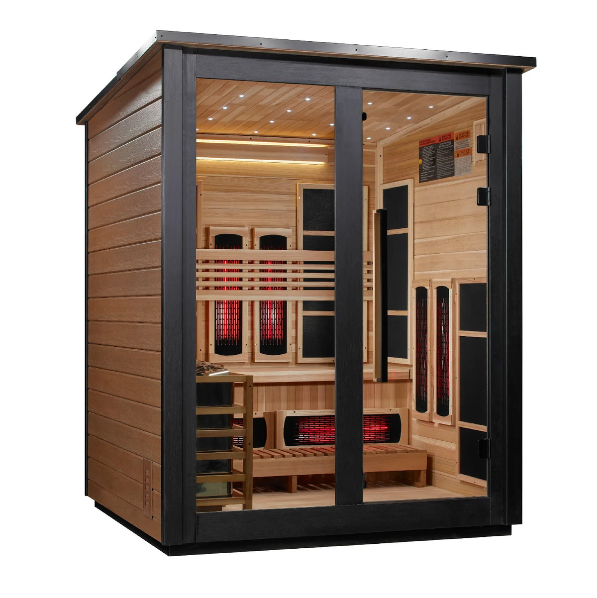 Golden Designs Loviisa 3-Person, 2 Tone Barn Hybrid (PureTech™ Full Spectrum IR or Traditional Stove) Outdoor Sauna
