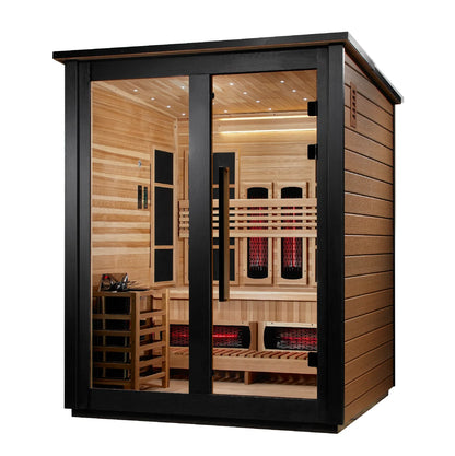 Golden Designs Loviisa 3-Person, 2 Tone Barn Hybrid (PureTech™ Full Spectrum IR or Traditional Stove) Outdoor Sauna