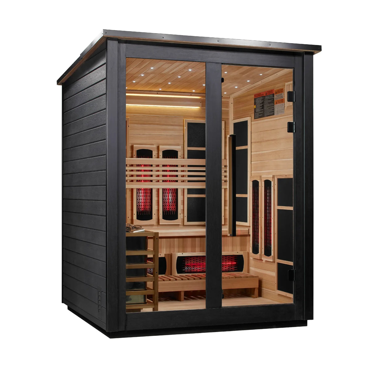 Golden Designs Loviisa 3-Person, Black Barn Hybrid (PureTech™ Full Spectrum IR or Traditional Stove) Outdoor Sauna