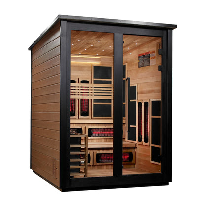 Golden Designs Kaskinen 6-Person, 2 Tone Barn Hybrid (PureTech™ Full Spectrum IR or Traditional Stove) Outdoor Sauna