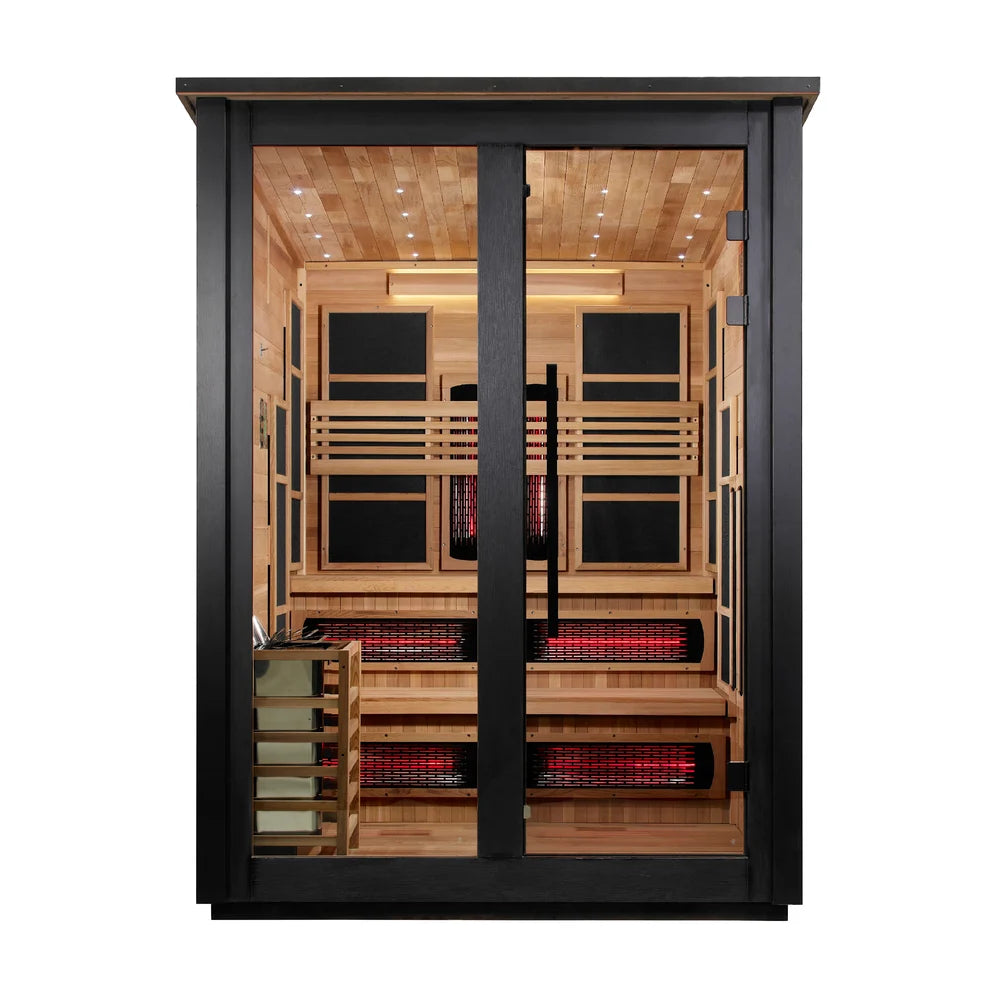 Golden Designs Kaskinen 6-Person, 2 Tone Barn Hybrid (PureTech™ Full Spectrum IR or Traditional Stove) Outdoor Sauna
