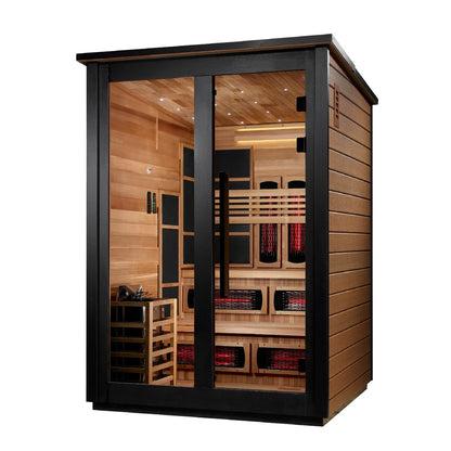 Golden Designs Kaskinen 6-Person, 2 Tone Barn Hybrid (PureTech™ Full Spectrum IR or Traditional Stove) Outdoor Sauna