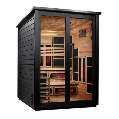 Golden Designs Kaskinen 6-Person, Black Barn Hybrid (PureTech™ Full Spectrum IR or Traditional Stove) Outdoor Sauna