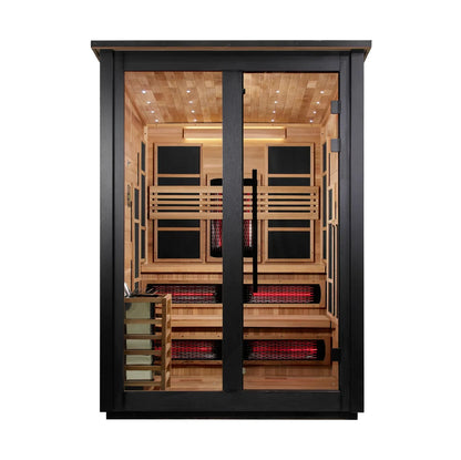 Golden Designs Kaskinen 6-Person, Black Barn Hybrid (PureTech™ Full Spectrum IR or Traditional Stove) Outdoor Sauna