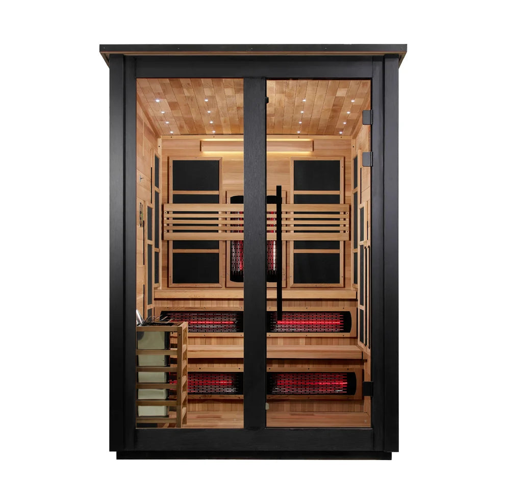 Golden Designs Kaskinen 6-Person, Black Barn Hybrid (PureTech™ Full Spectrum IR or Traditional Stove) Outdoor Sauna