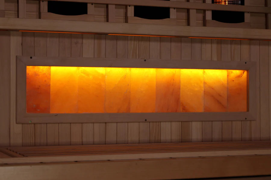 Golden Designs 4-Person Full Spectrum PureTech™ Near Zero EMF FAR Infrared Sauna with Himalayan Salt Bar