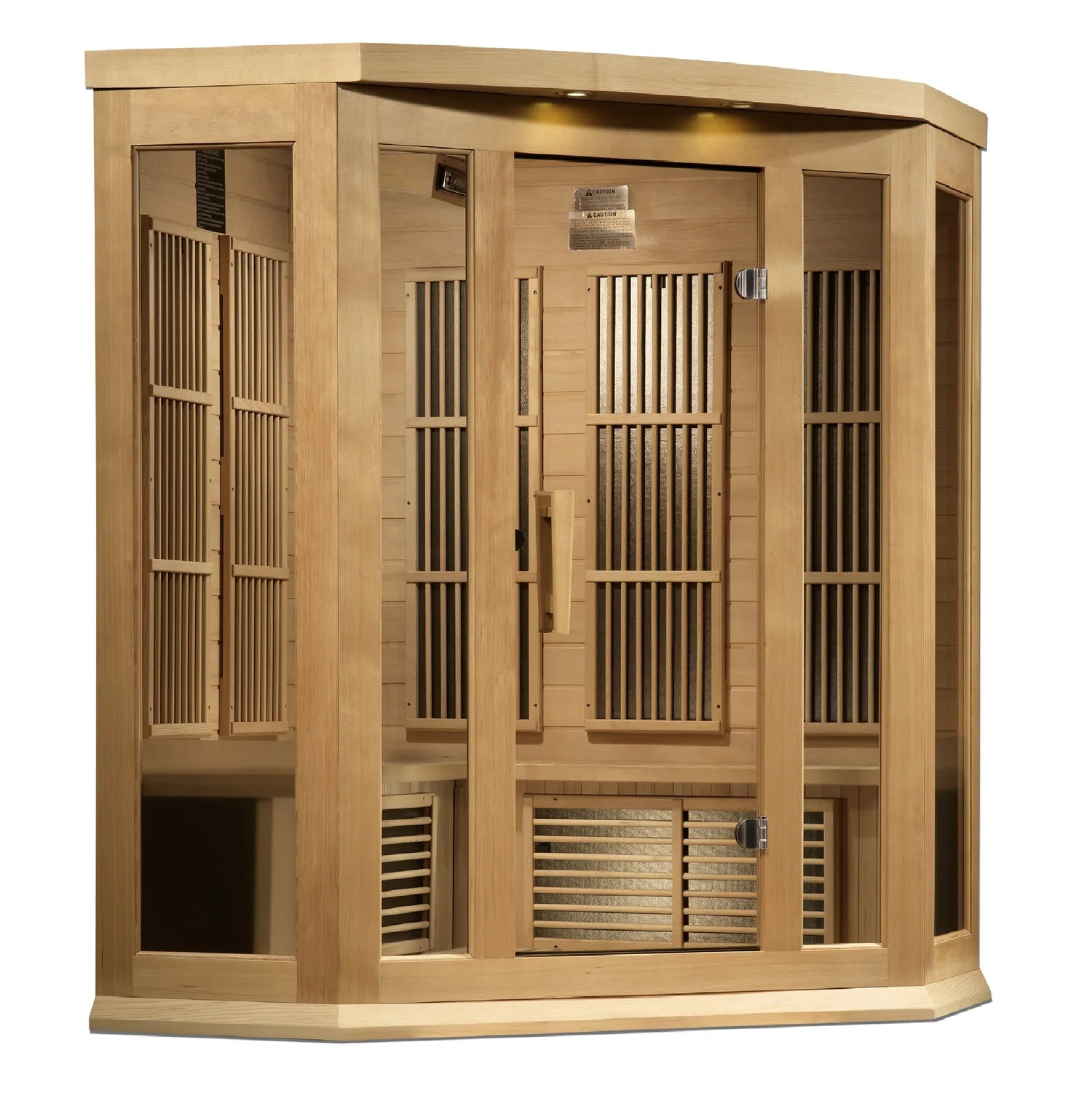 Maxxus 3-Person Corner Near Zero EMF FAR Infrared Sauna Canadian Hemlock