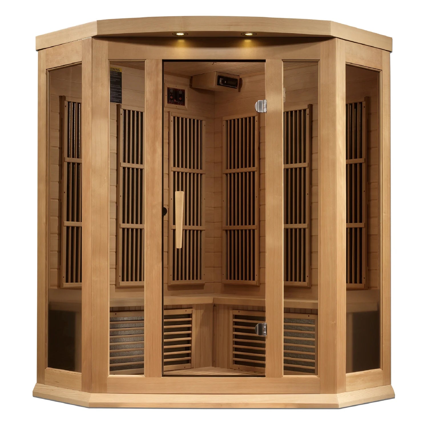 Maxxus 3-Person Corner Near Zero EMF FAR Infrared Sauna Canadian Hemlock