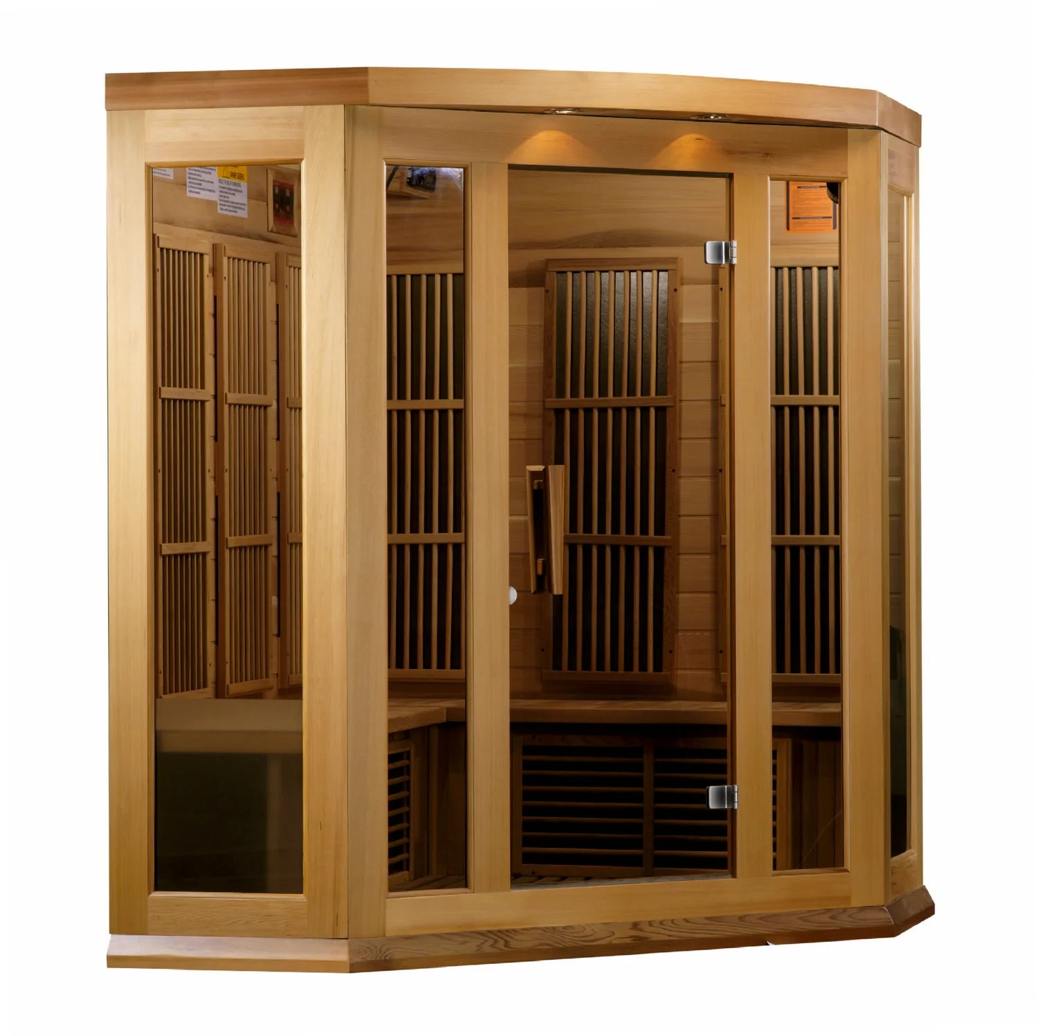 Maxxus 3-Person Corner Near Zero EMF FAR Infrared Sauna Canadian Red Cedar