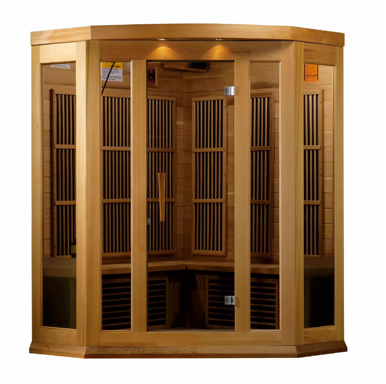 Maxxus 3-Person Corner Near Zero EMF FAR Infrared Sauna Canadian Red Cedar