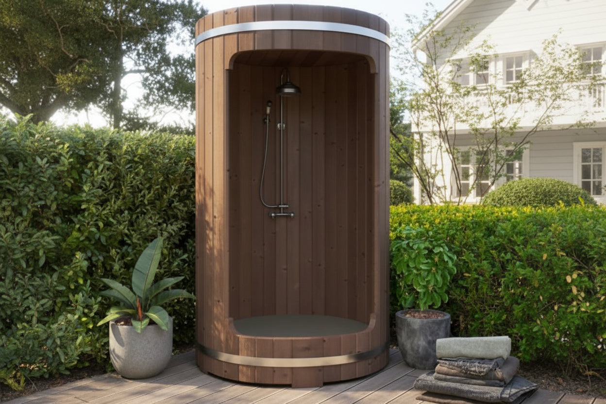 SaunaLife RAIN-Series R3 Outdoor Barrel Shower