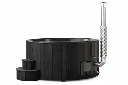 SaunaLife Model S6B 7-Person Wood-Burning Black Hot Tub