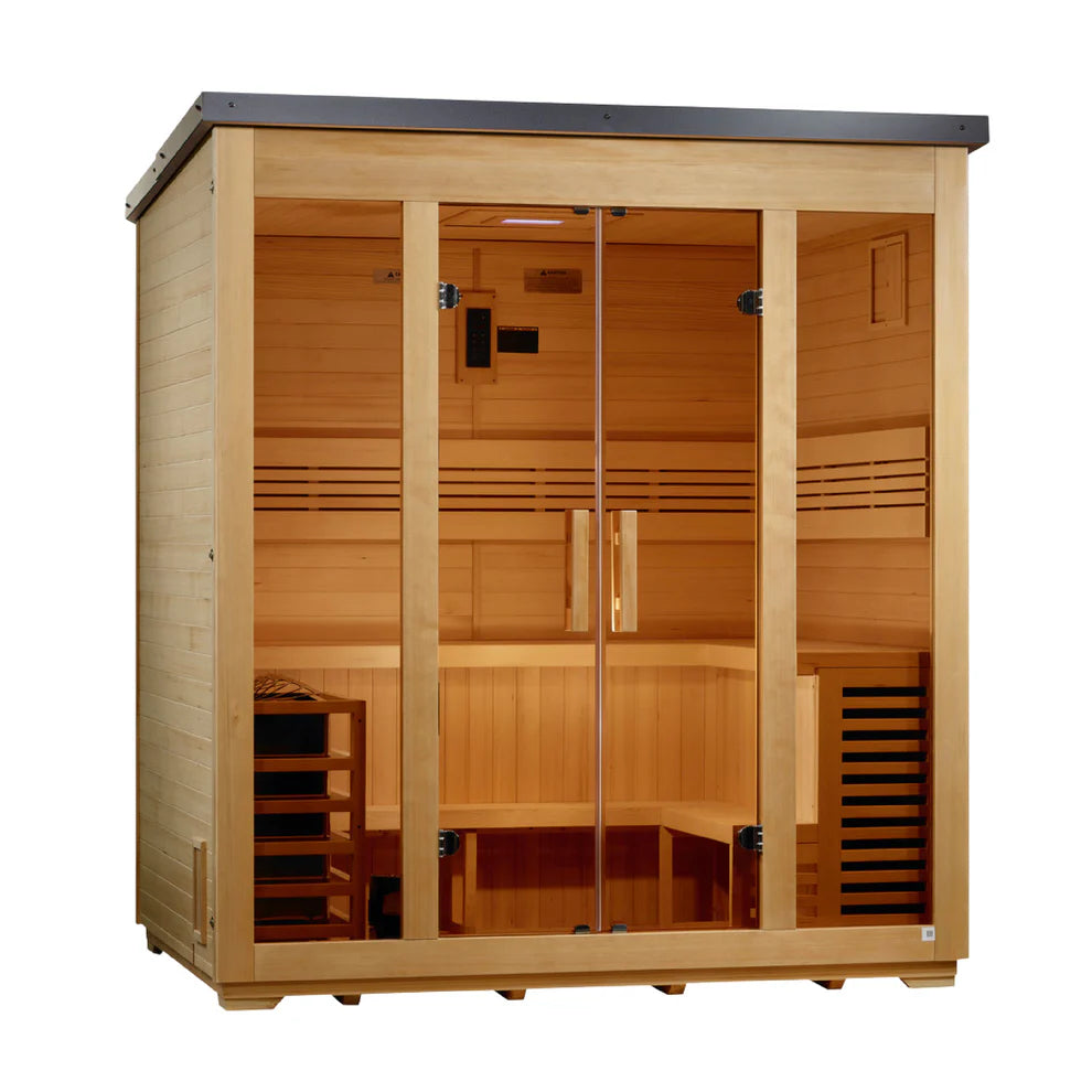 Golden Designs Vorarlberg 5-Person Traditional Flat Roof Outdoor Sauna