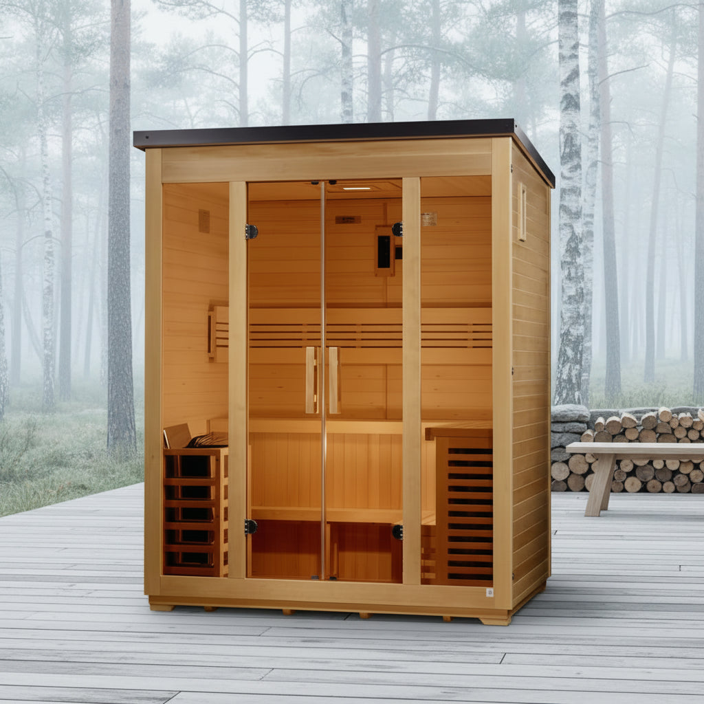 Golden Designs Vorarlberg 5-Person Traditional Flat Roof Outdoor Sauna